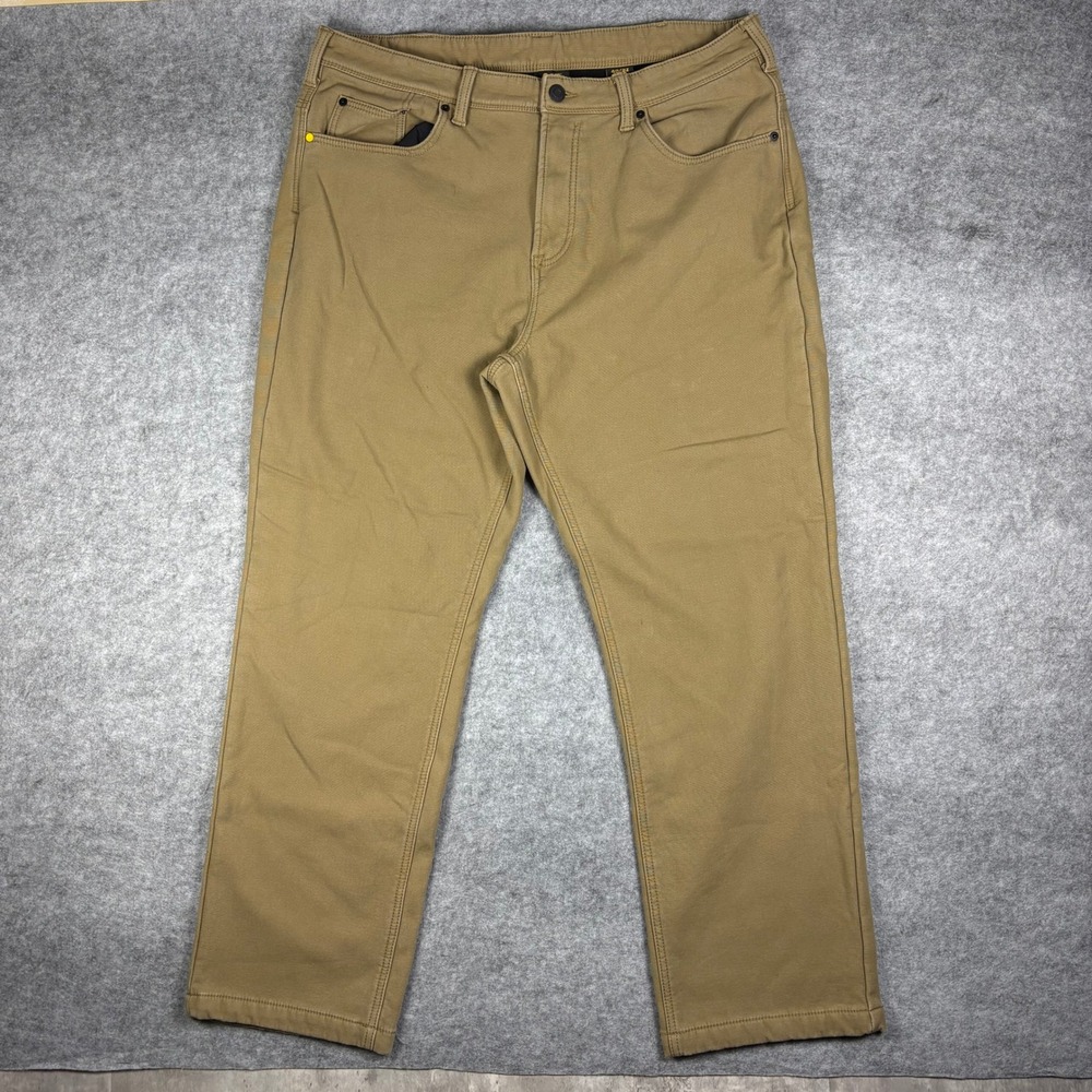 Caterpillar CAT Mens Fleece Lined Canvas Work Pants Tan 40x32 1733652‎